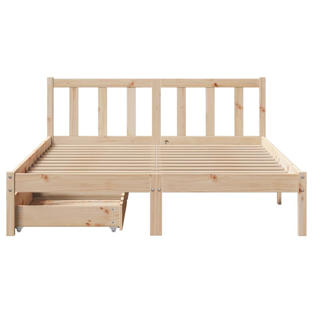 Bed Frame Without Mattress 140X190 Cm Solid Wood Pine