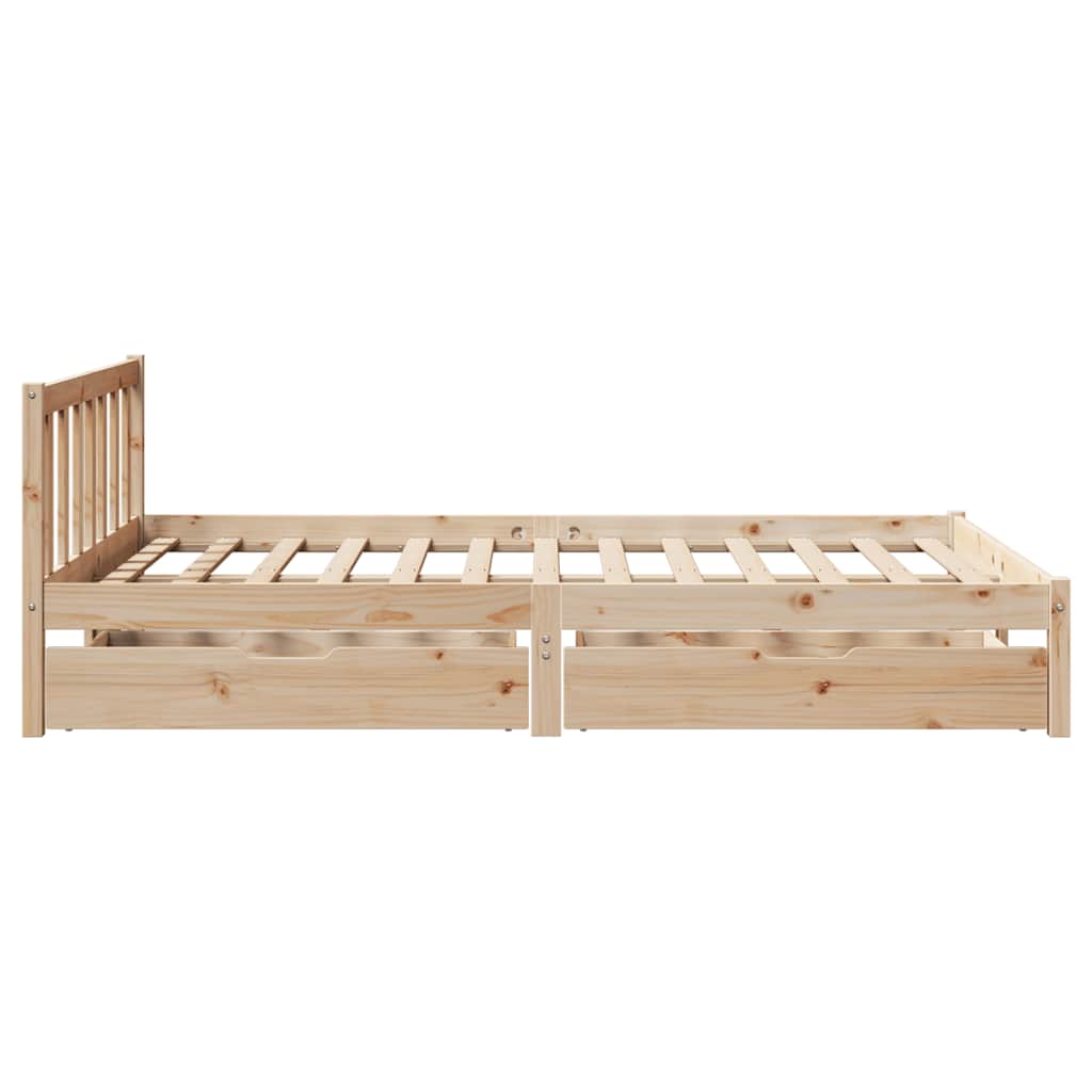 Bed Frame Without Mattress 140X190 Cm Solid Wood Pine