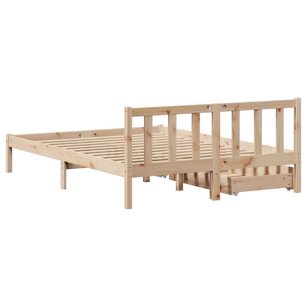 Bed Frame Without Mattress 140X190 Cm Solid Wood Pine