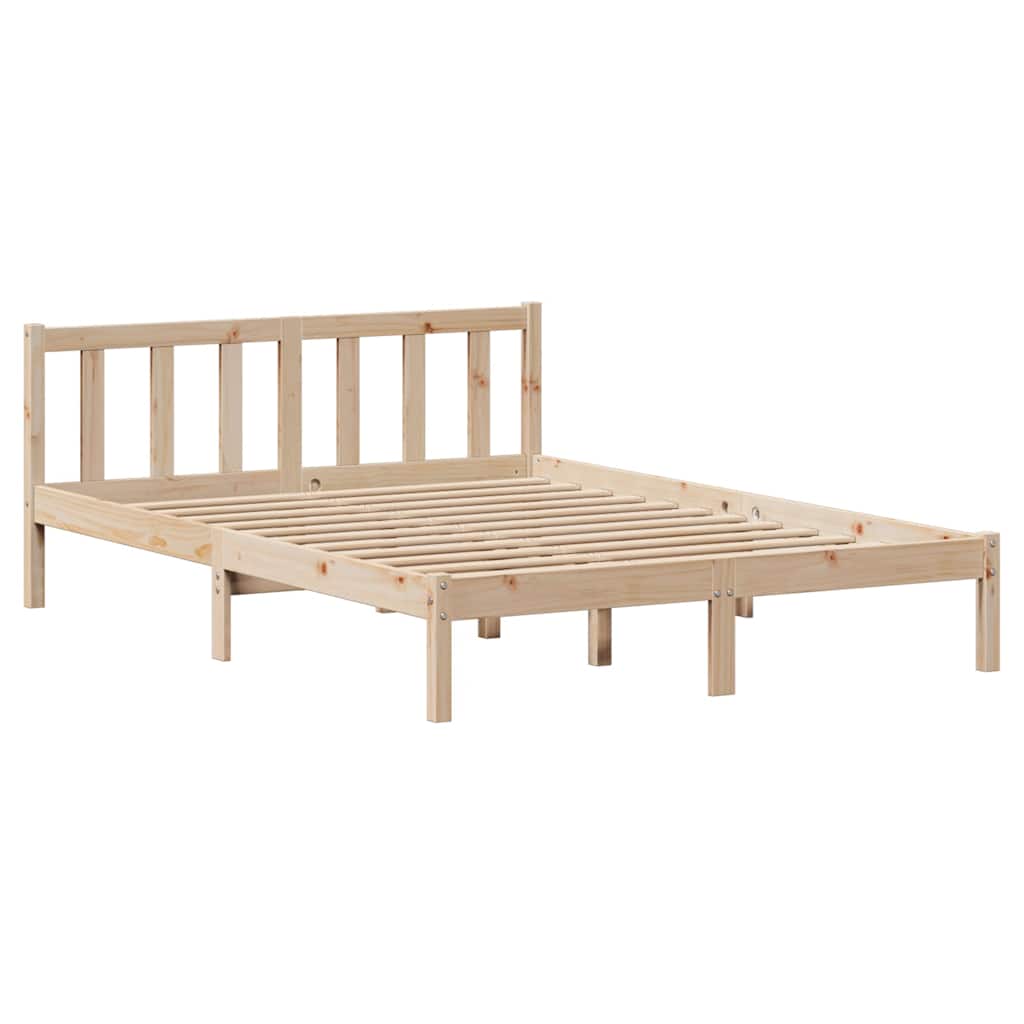 Bed Frame Without Mattress 140X190 Cm Solid Wood Pine