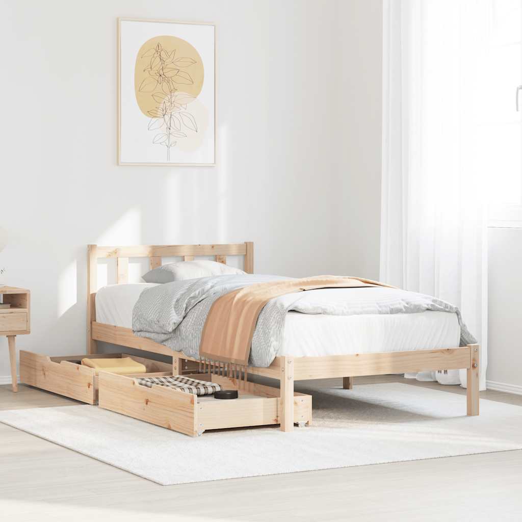 Bed Frame Without Mattress 90X200 Cm Solid Wood Pine