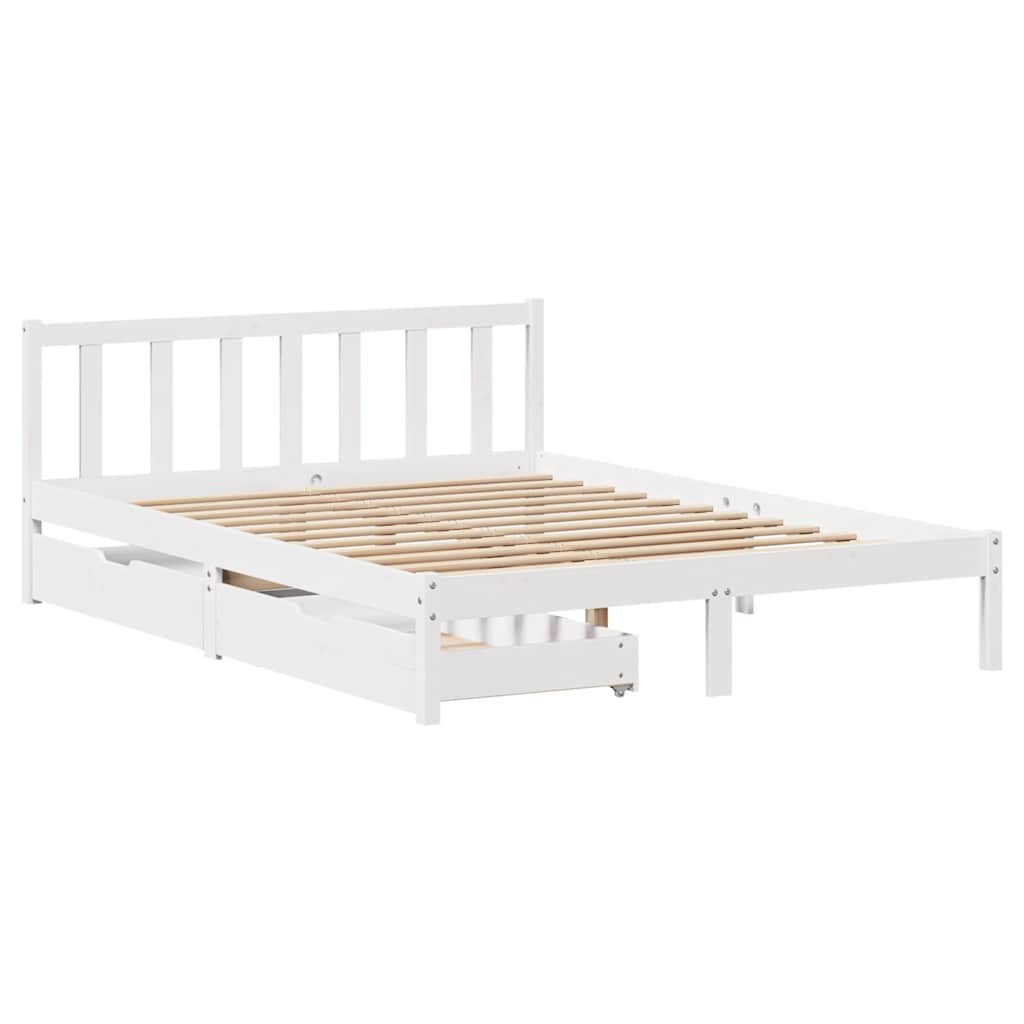Bed Frame Without Mattress White 120X200 Cm Solid Wood Pine