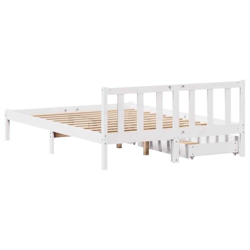 Bed Frame Without Mattress White 120X200 Cm Solid Wood Pine
