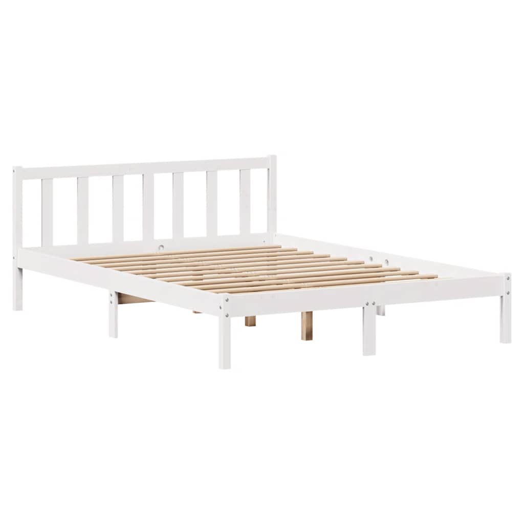 Bed Frame Without Mattress White 120X200 Cm Solid Wood Pine