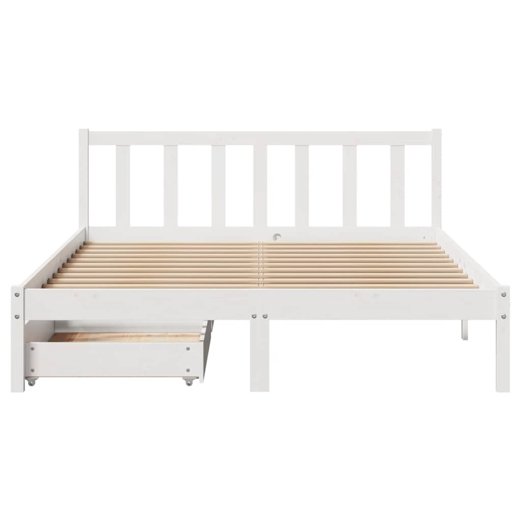Bed Frame Without Mattress White 140X200 Cm Solid Wood Pine