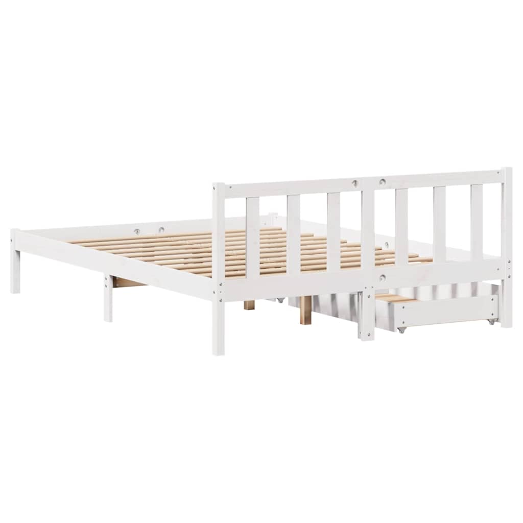 Bed Frame Without Mattress White 140X200 Cm Solid Wood Pine