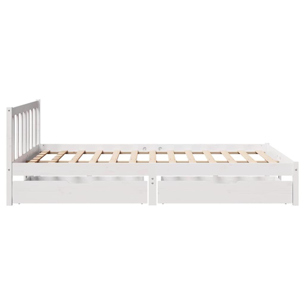 Bed Frame Without Mattress White 150X200 Cm King Size Solid Wood Pine