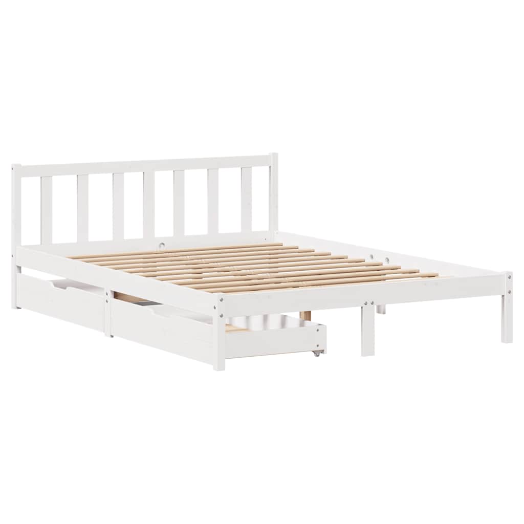 Bed Frame Without Mattress White 160X200 Cm Solid Wood Pine