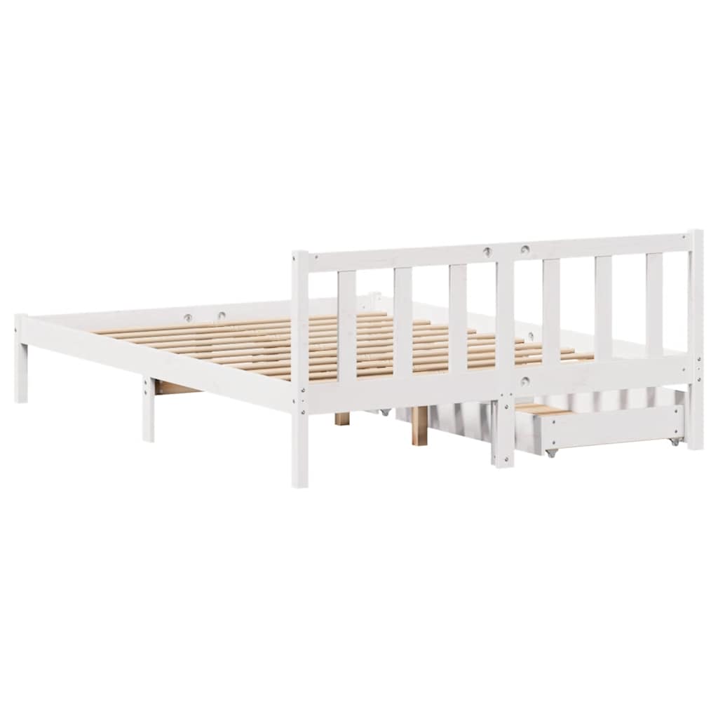 Bed Frame Without Mattress White 160X200 Cm Solid Wood Pine