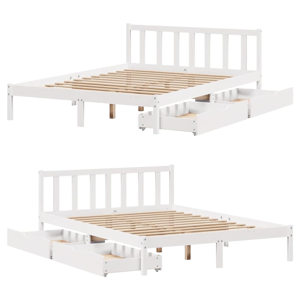 Bed Frame Without Mattress White 160X200 Cm Solid Wood Pine