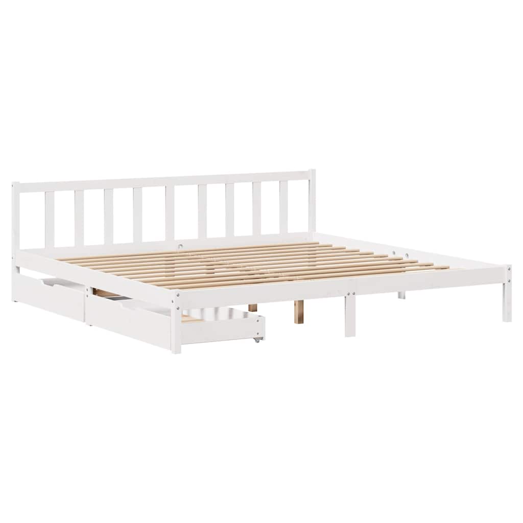 Bed Frame Without Mattress White 180X200 Cm Super King Solid Wood Pine