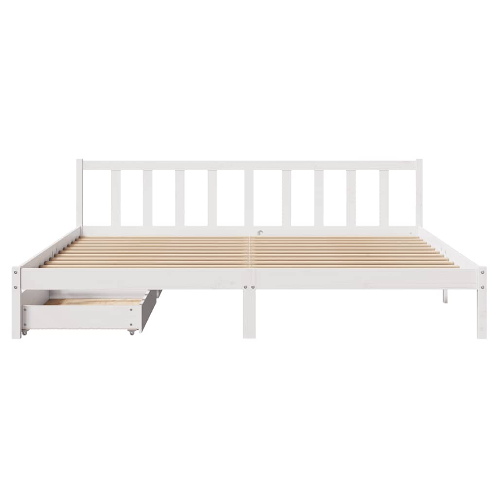 Bed Frame Without Mattress White 180X200 Cm Super King Solid Wood Pine