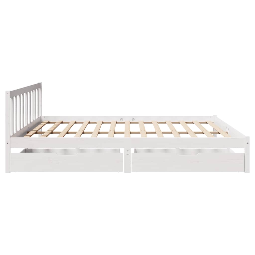 Bed Frame Without Mattress White 180X200 Cm Super King Solid Wood Pine