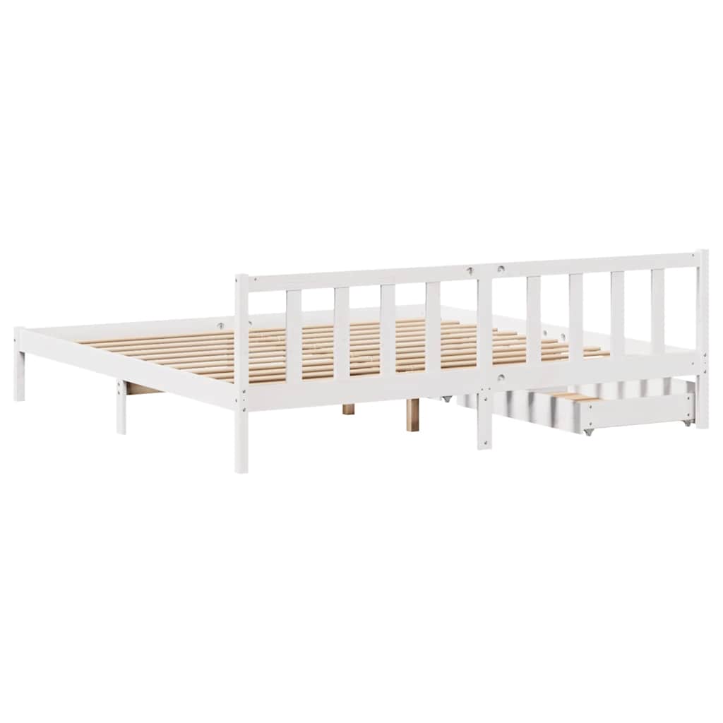 Bed Frame Without Mattress White 180X200 Cm Super King Solid Wood Pine