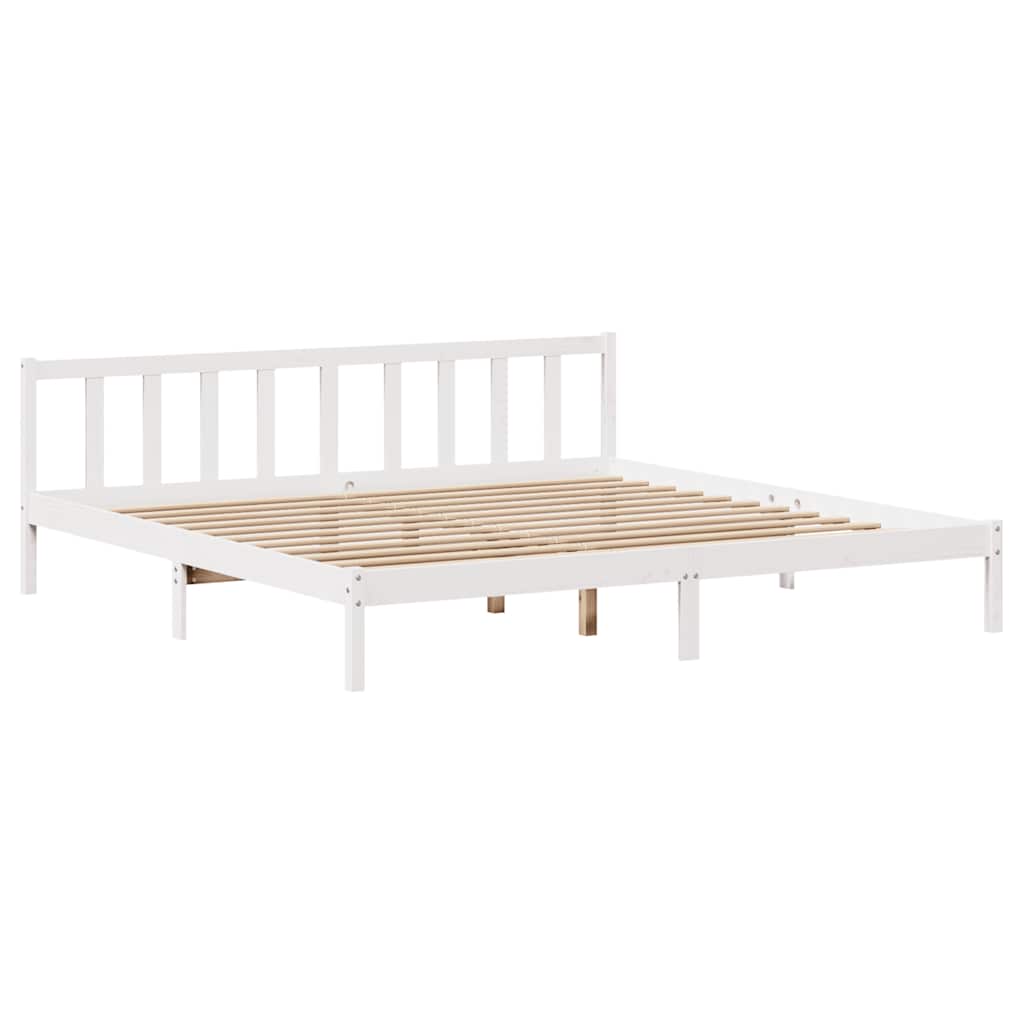Bed Frame Without Mattress White 180X200 Cm Super King Solid Wood Pine