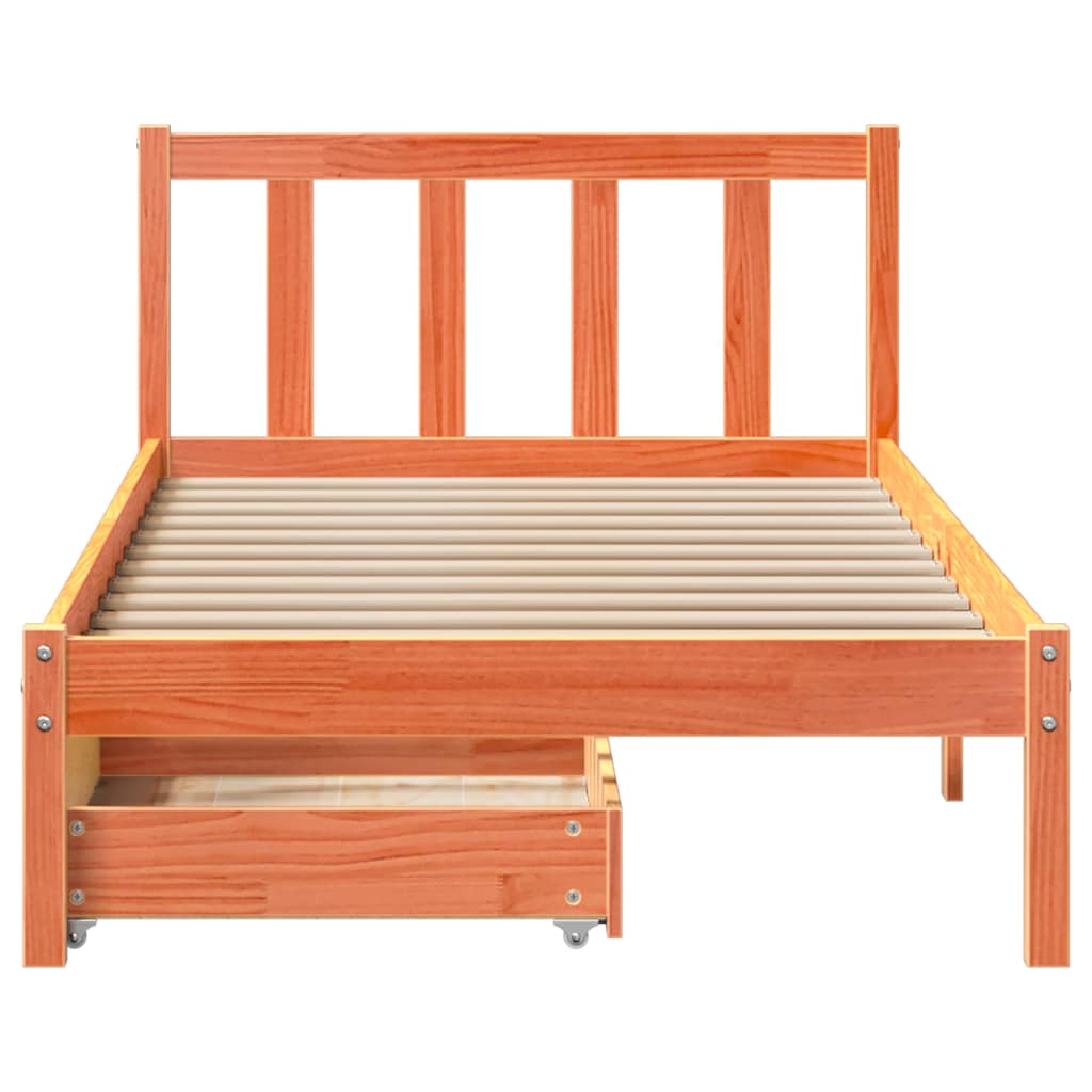 Bed Frame Without Mattress Wax Brown 75X190 Cm Small Single Solid Wood Pine