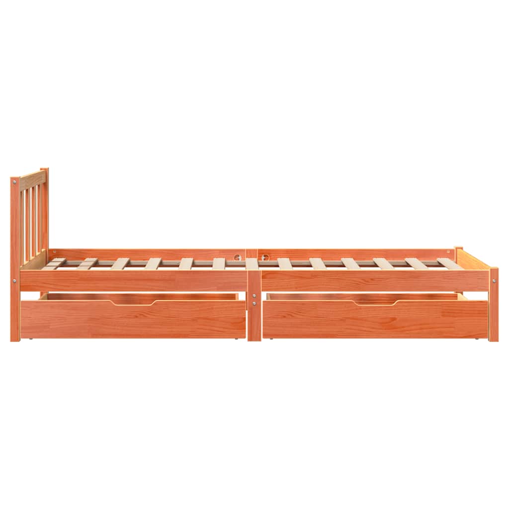 Bed Frame Without Mattress Wax Brown 75X190 Cm Small Single Solid Wood Pine