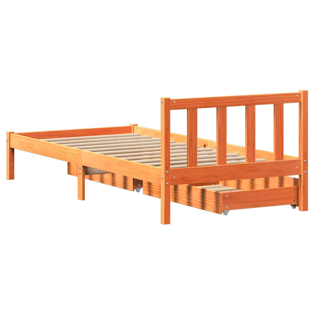 Bed Frame Without Mattress Wax Brown 75X190 Cm Small Single Solid Wood Pine
