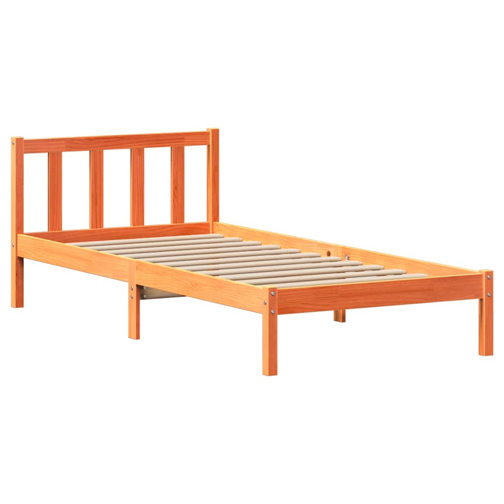 Bed Frame Without Mattress Wax Brown 75X190 Cm Small Single Solid Wood Pine