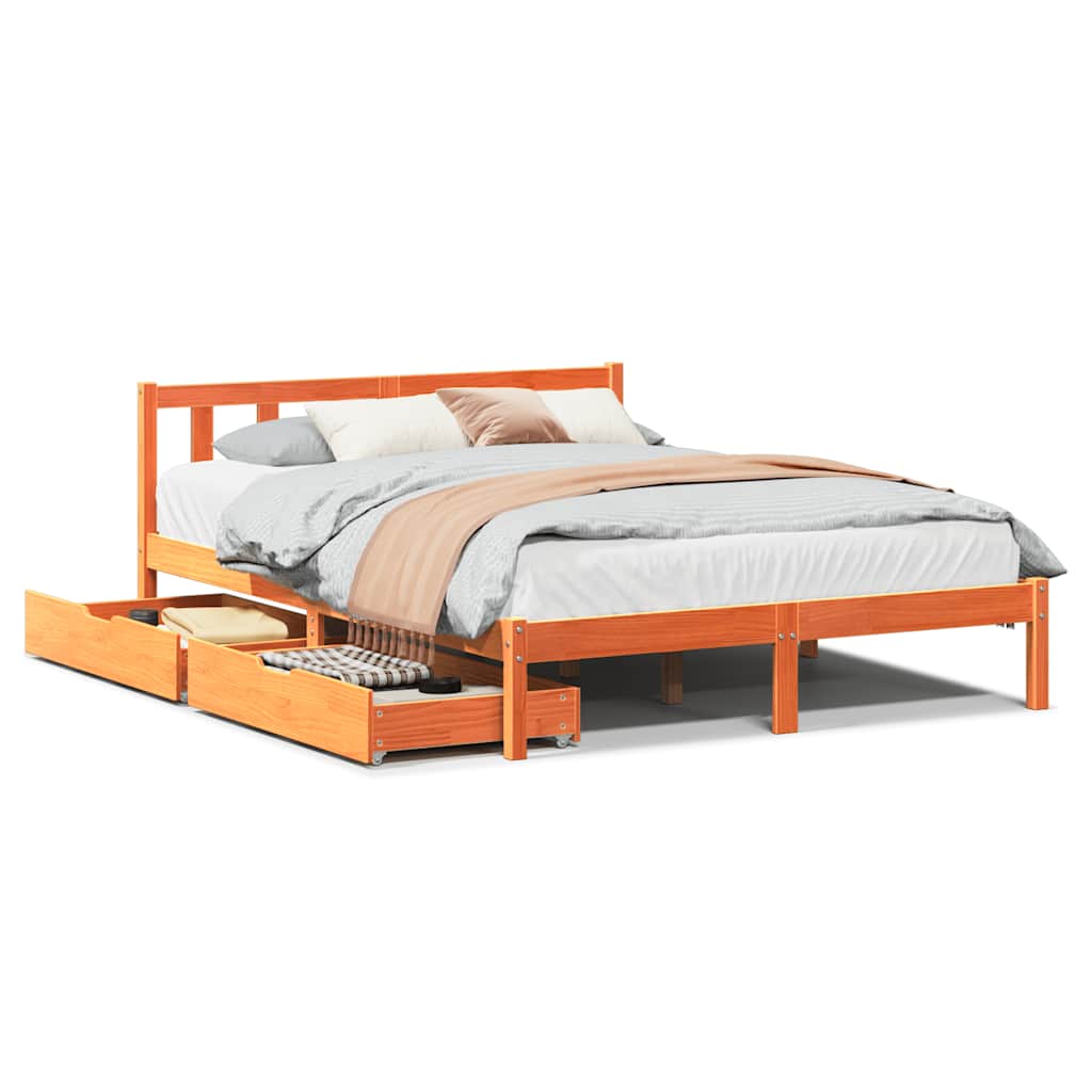 Bed Frame Without Mattress Wax Brown 120X190 Cm Small Double Solid Wood Pine