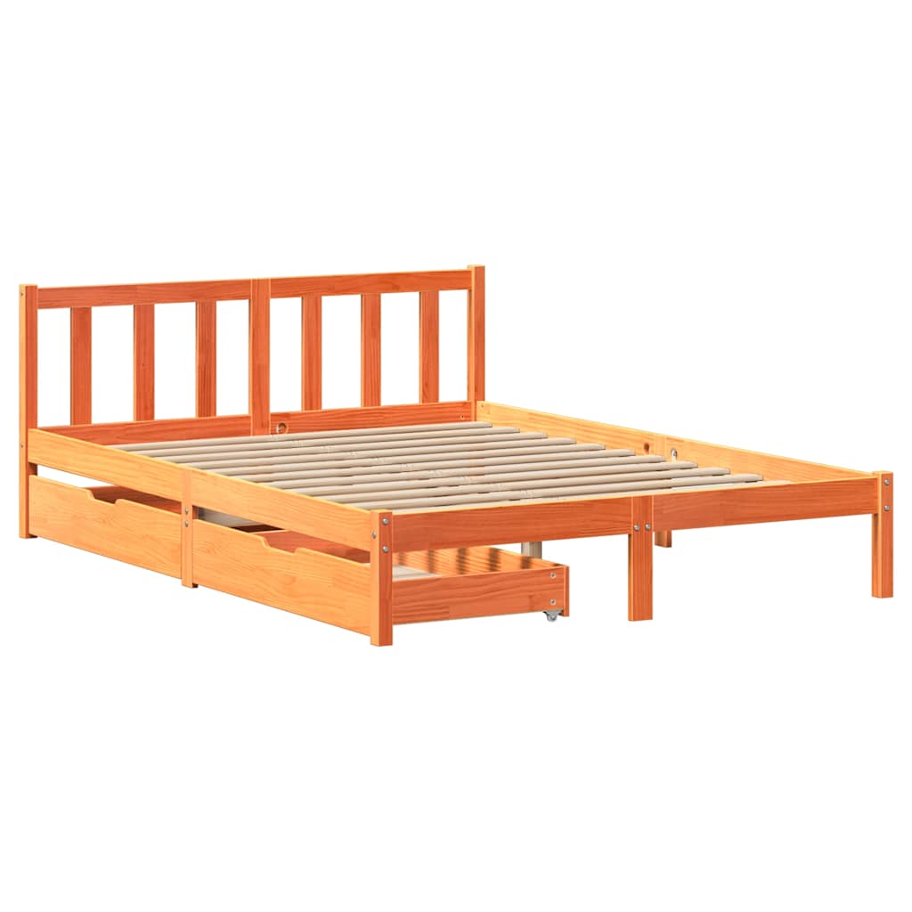 Bed Frame Without Mattress Wax Brown 120X190 Cm Small Double Solid Wood Pine