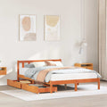Bed Frame Without Mattress Wax Brown 120X190 Cm Small Double Solid Wood Pine