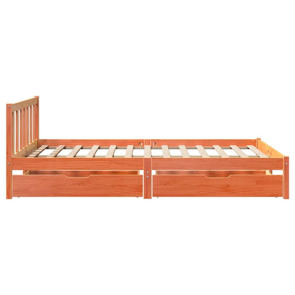 Bed Frame Without Mattress Wax Brown 160X200 Cm Solid Wood Pine