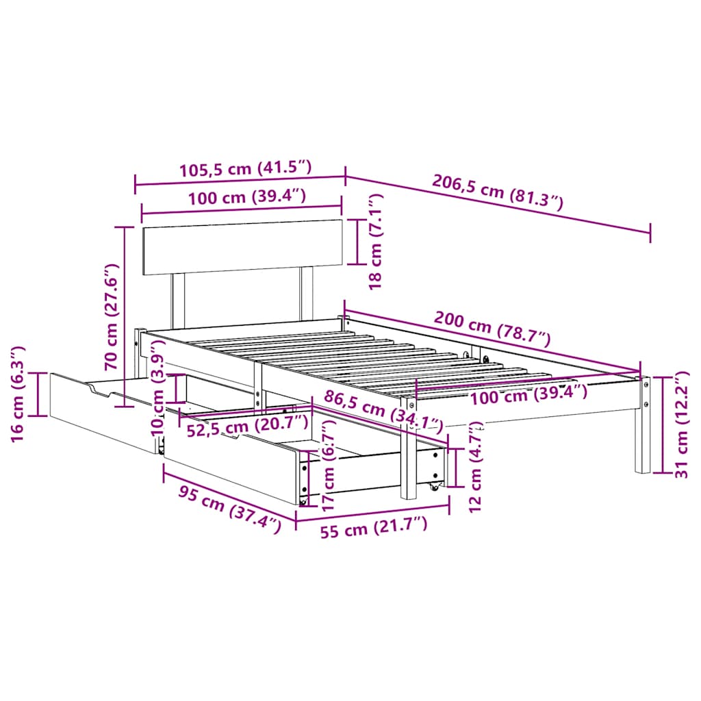 Bed Frame Without Mattress Solid Wood Pine