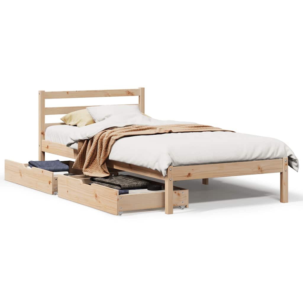 Bed Frame Without Mattress 75X190 Cm Small Single Solid Wood Pine