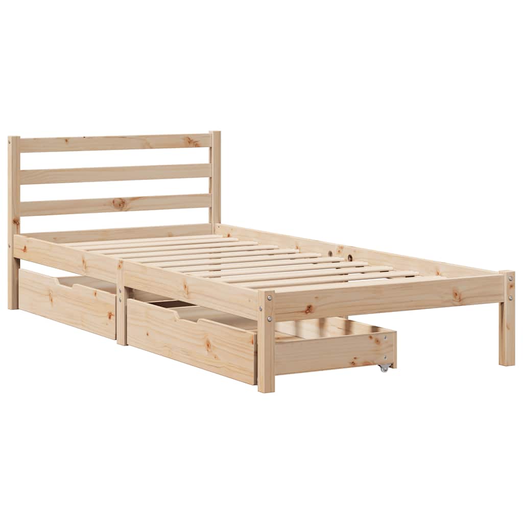 Bed Frame Without Mattress 75X190 Cm Small Single Solid Wood Pine