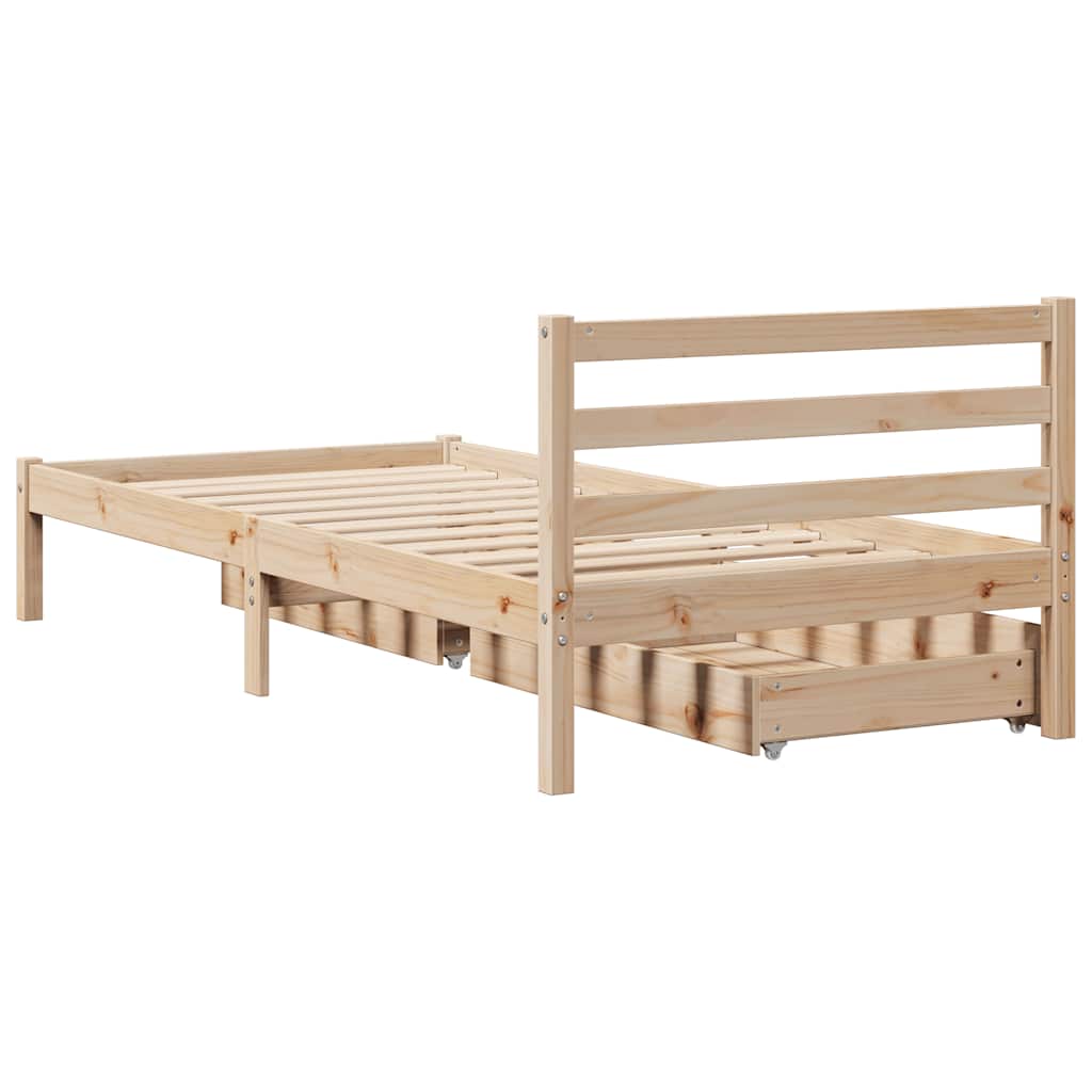Bed Frame Without Mattress 75X190 Cm Small Single Solid Wood Pine