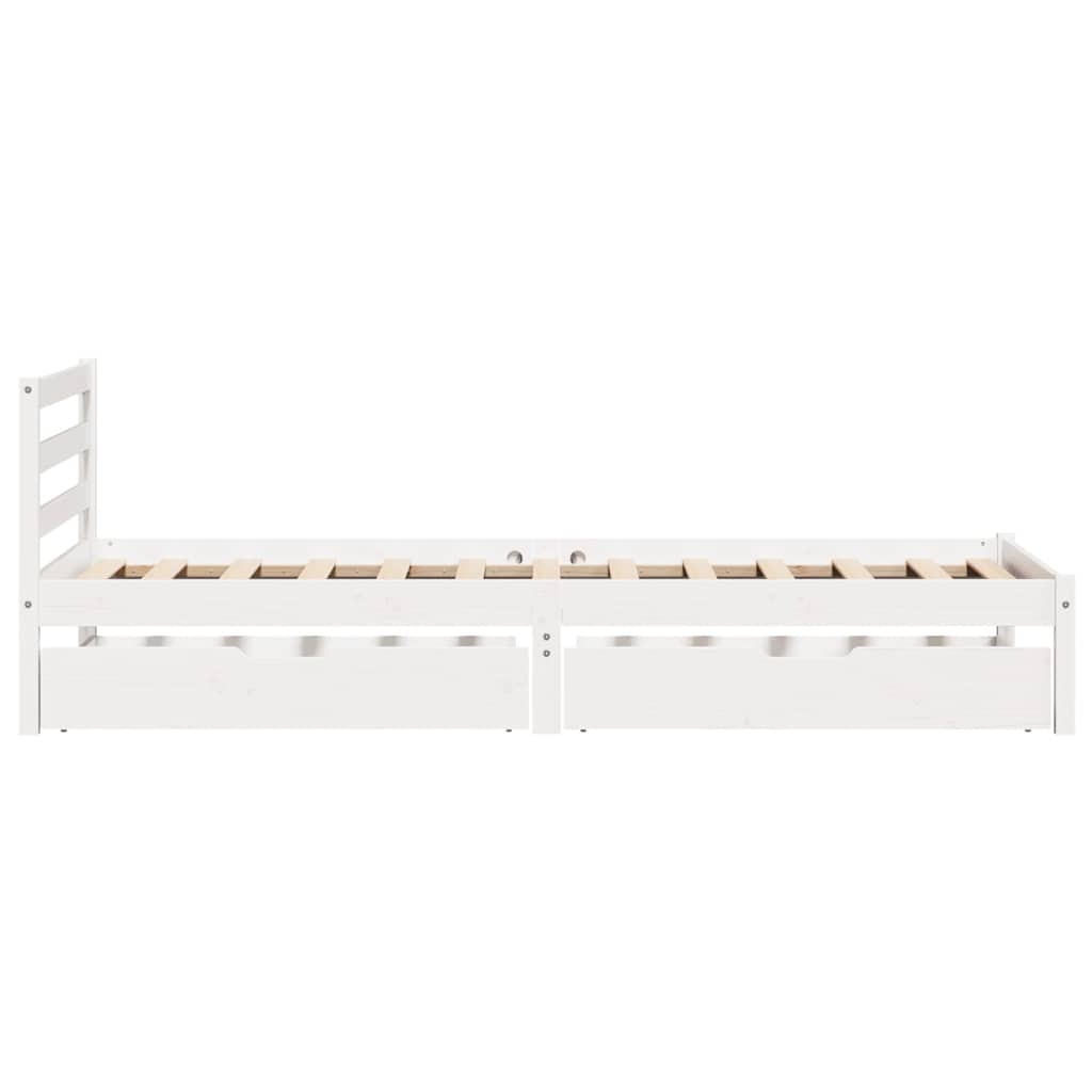 Bed Frame Without Mattress White 90X190 Cm Single Solid Wood Pine