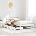 Bed Frame Without Mattress White 90X190 Cm Single Solid Wood Pine