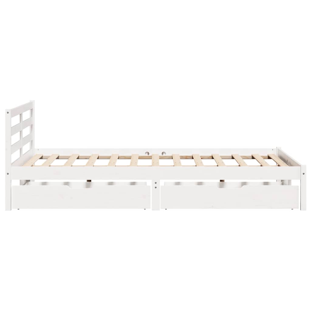 Bed Frame Without Mattress White 135X190 Cm Double Solid Wood Pine