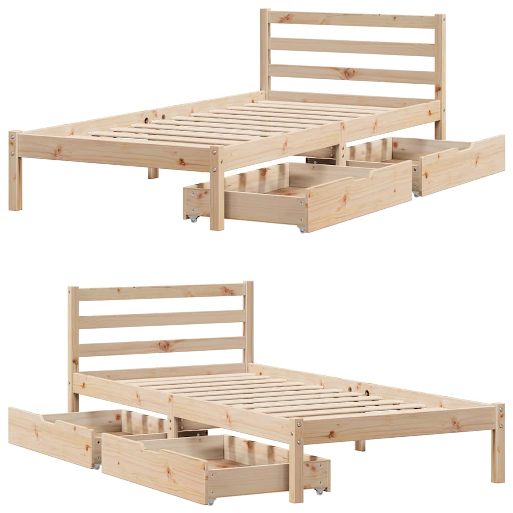 Bed Frame Without Mattress 90X200 Cm Solid Wood Pine