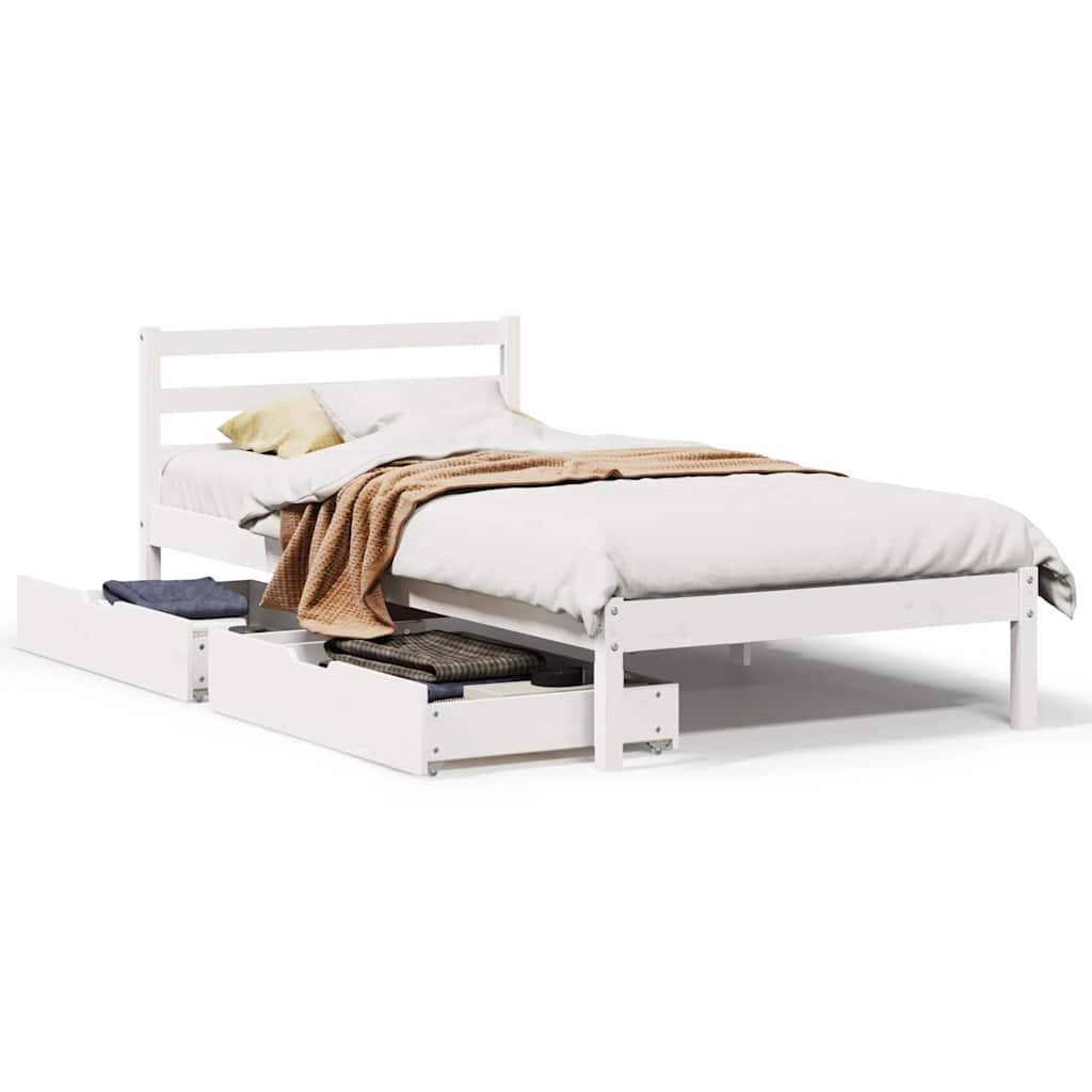Bed Frame Without Mattress White 90X200 Cm Solid Wood Pine