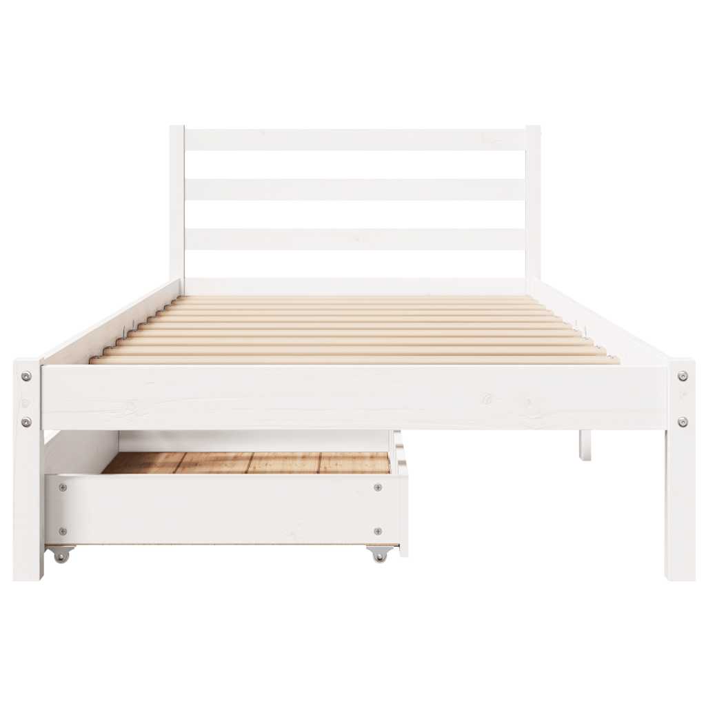 Bed Frame Without Mattress White 90X200 Cm Solid Wood Pine