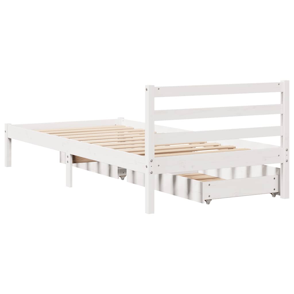Bed Frame Without Mattress White 90X200 Cm Solid Wood Pine