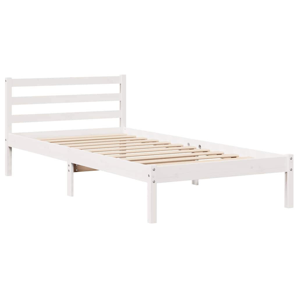 Bed Frame Without Mattress White 90X200 Cm Solid Wood Pine