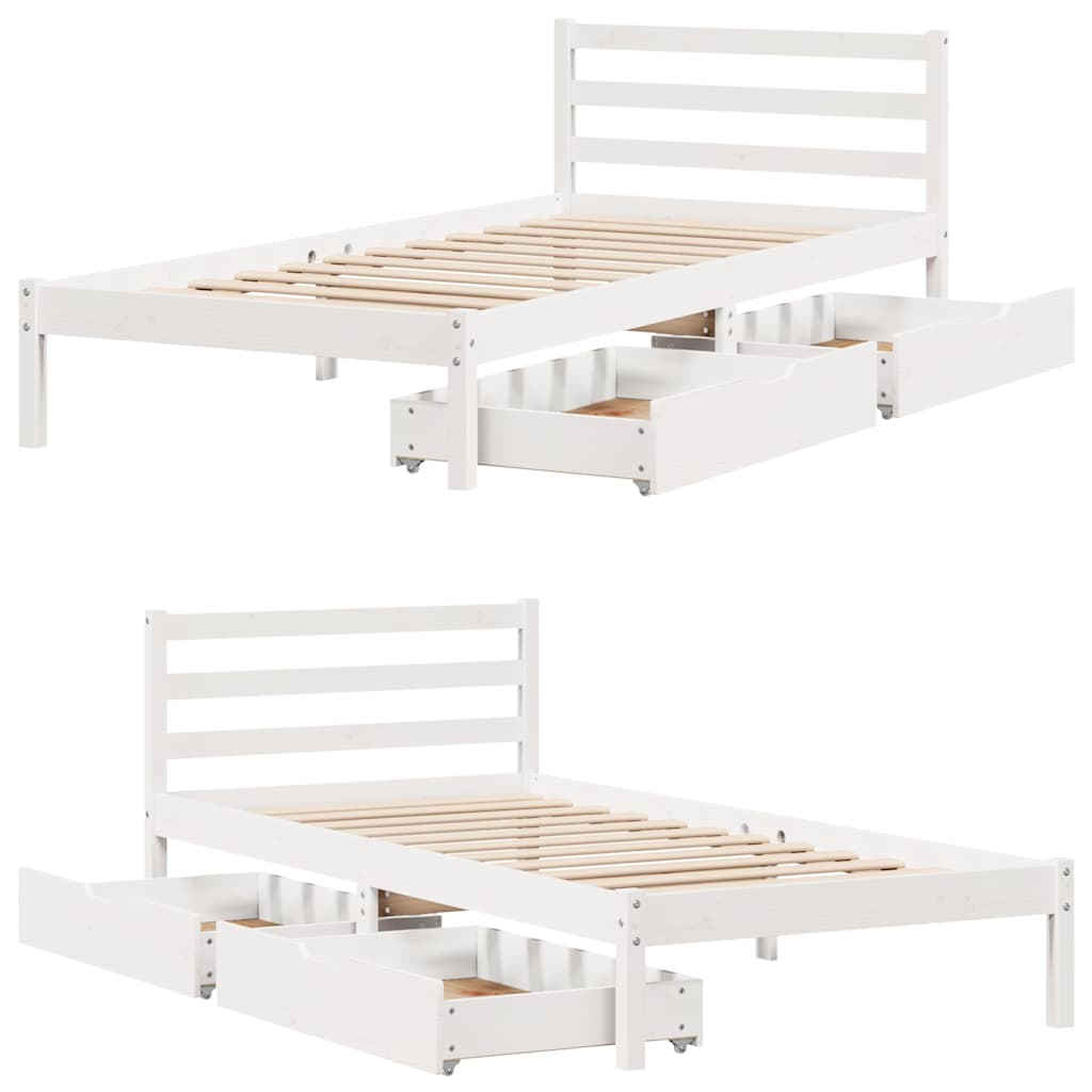 Bed Frame Without Mattress White 90X200 Cm Solid Wood Pine