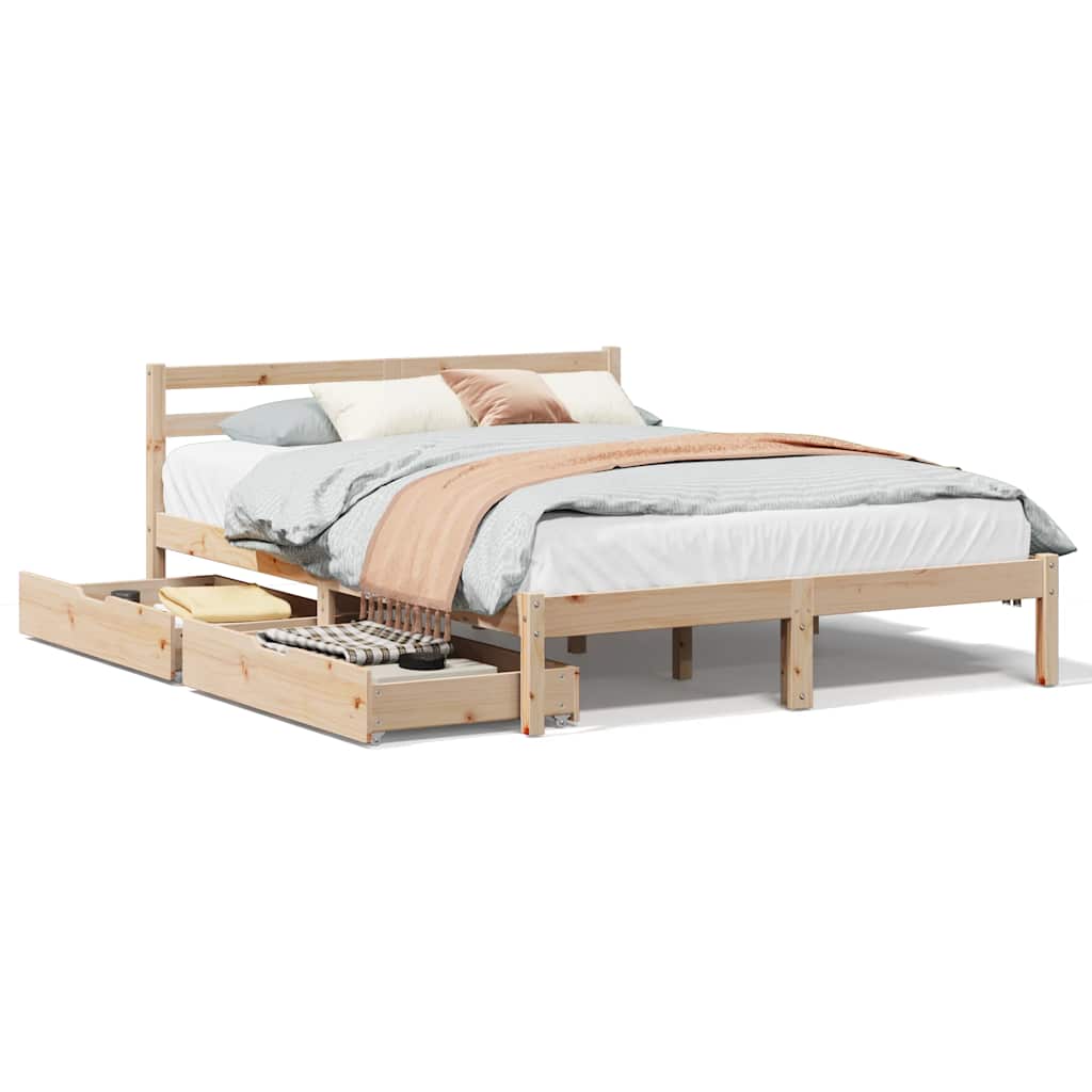 Bed Frame Without Mattress 140X200 Cm Solid Wood Pine