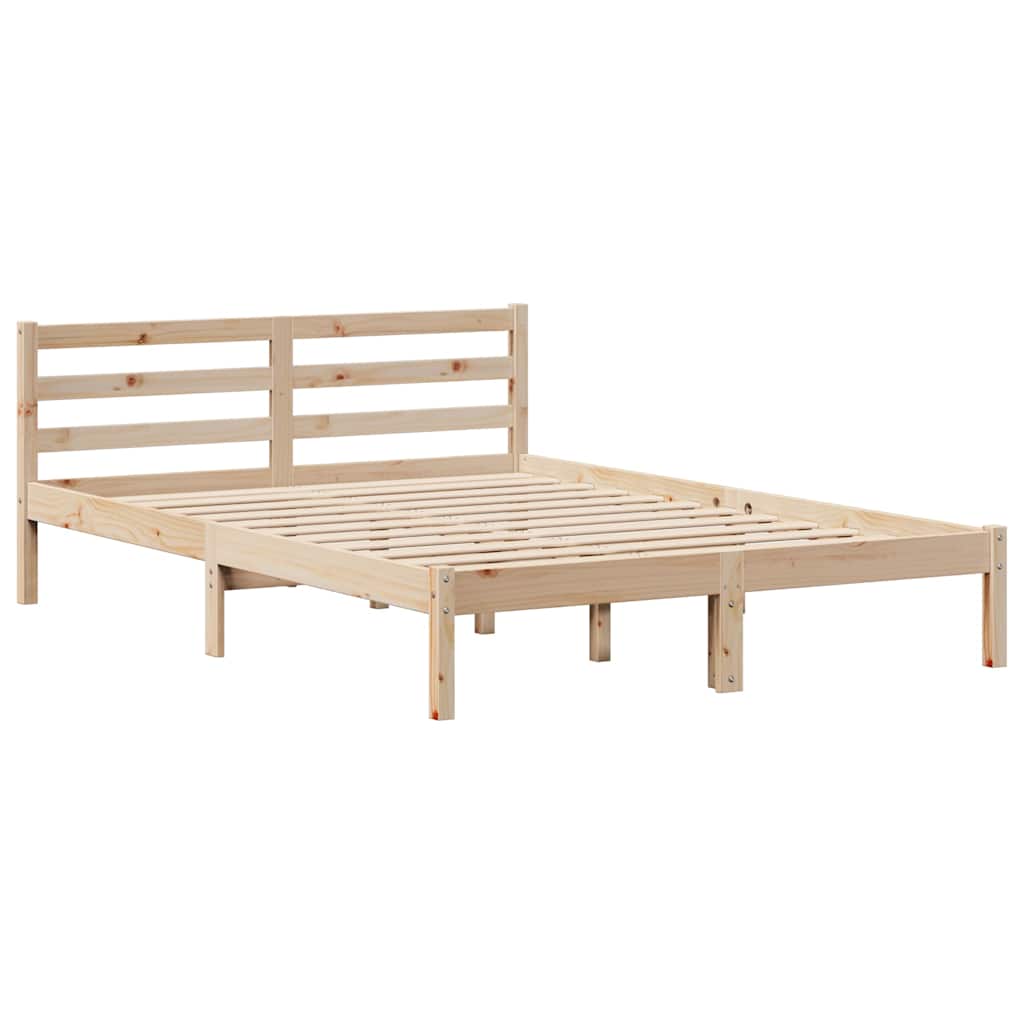 Bed Frame Without Mattress 140X200 Cm Solid Wood Pine