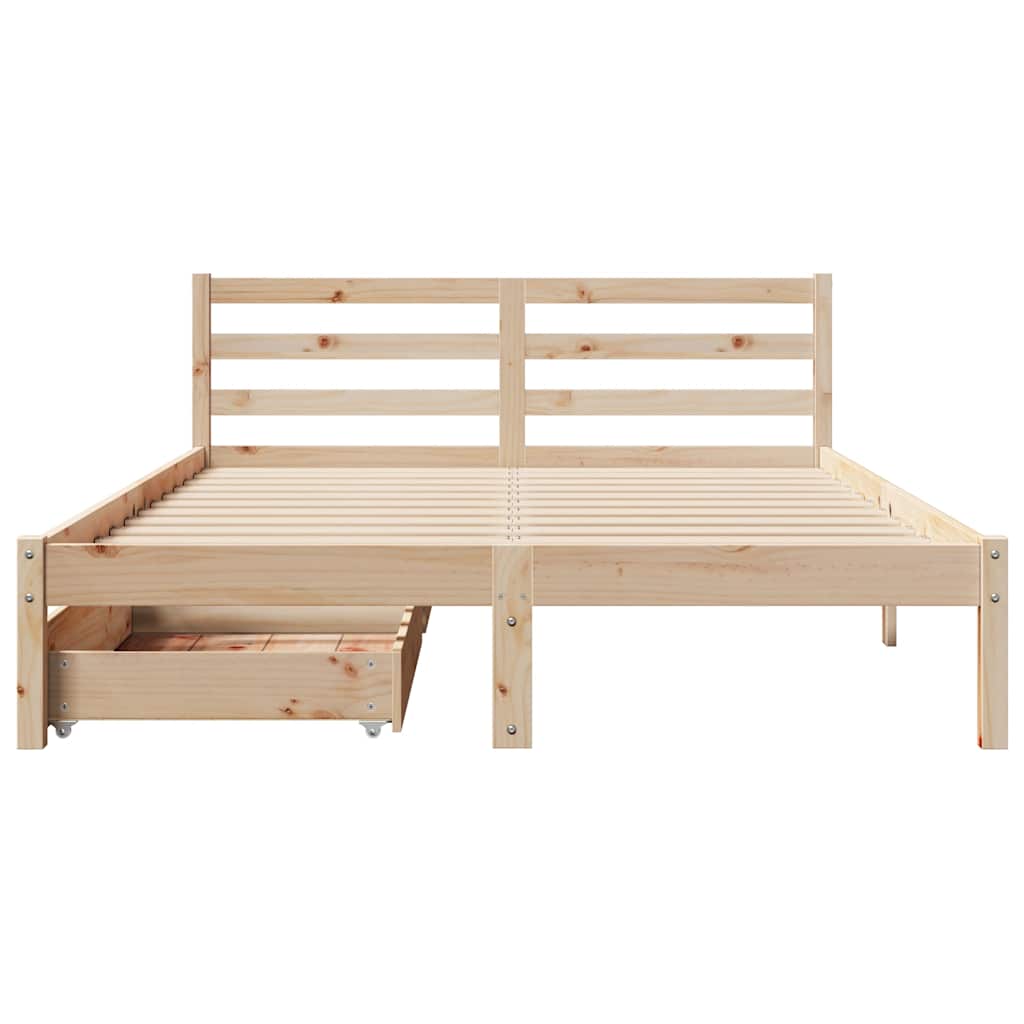 Bed Frame Without Mattress 150X200 Cm King Size Solid Wood Pine
