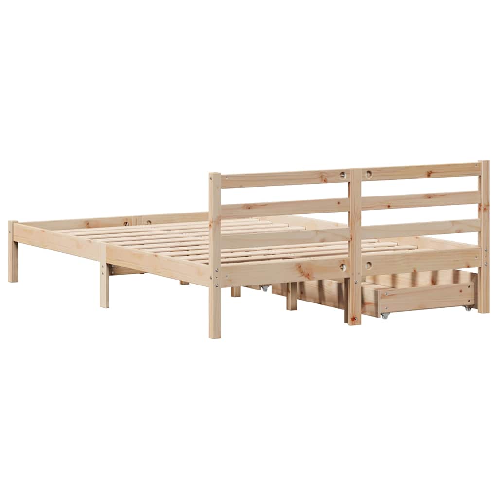 Bed Frame Without Mattress 150X200 Cm King Size Solid Wood Pine