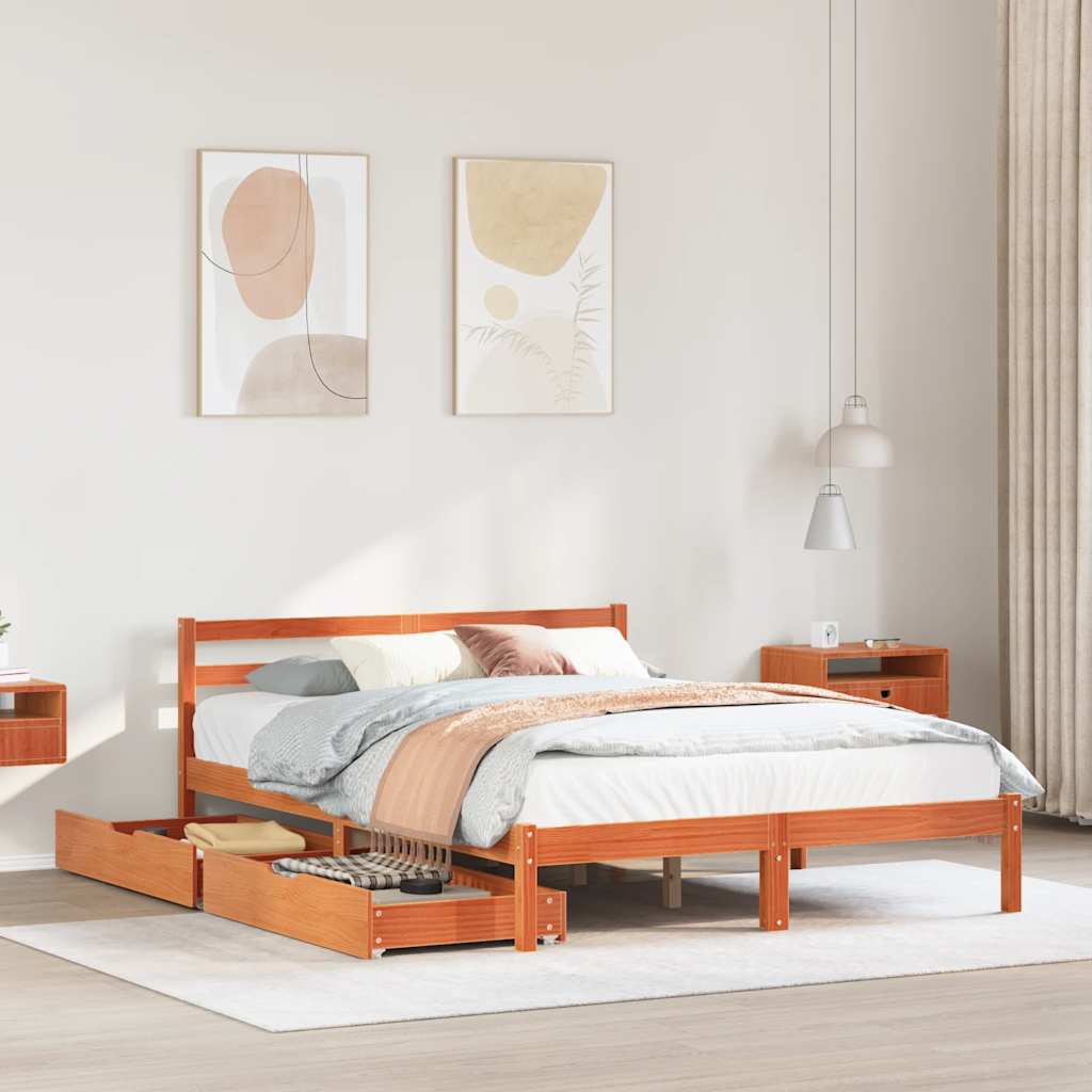 Bed Frame Without Mattress Single Solid Wood Pine