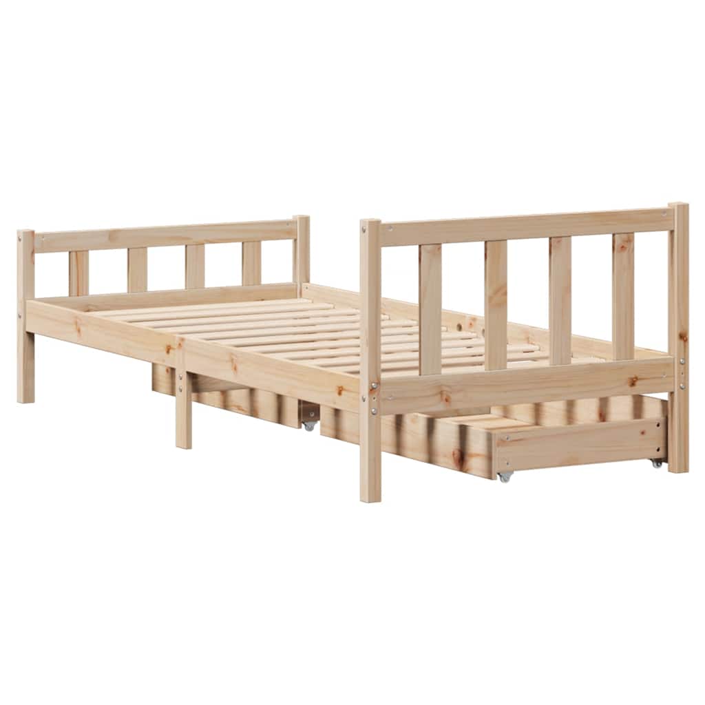 Bed Frame Without Mattress King Size Solid Wood Pine Wax Brown Natural White 205