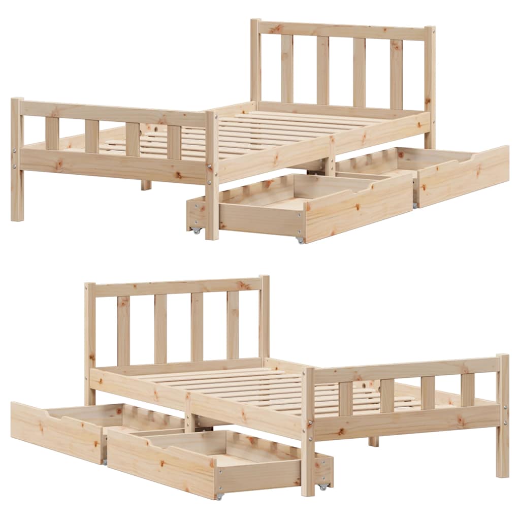 Bed Frame Without Mattress King Size Solid Wood Pine Wax Brown Natural White 205