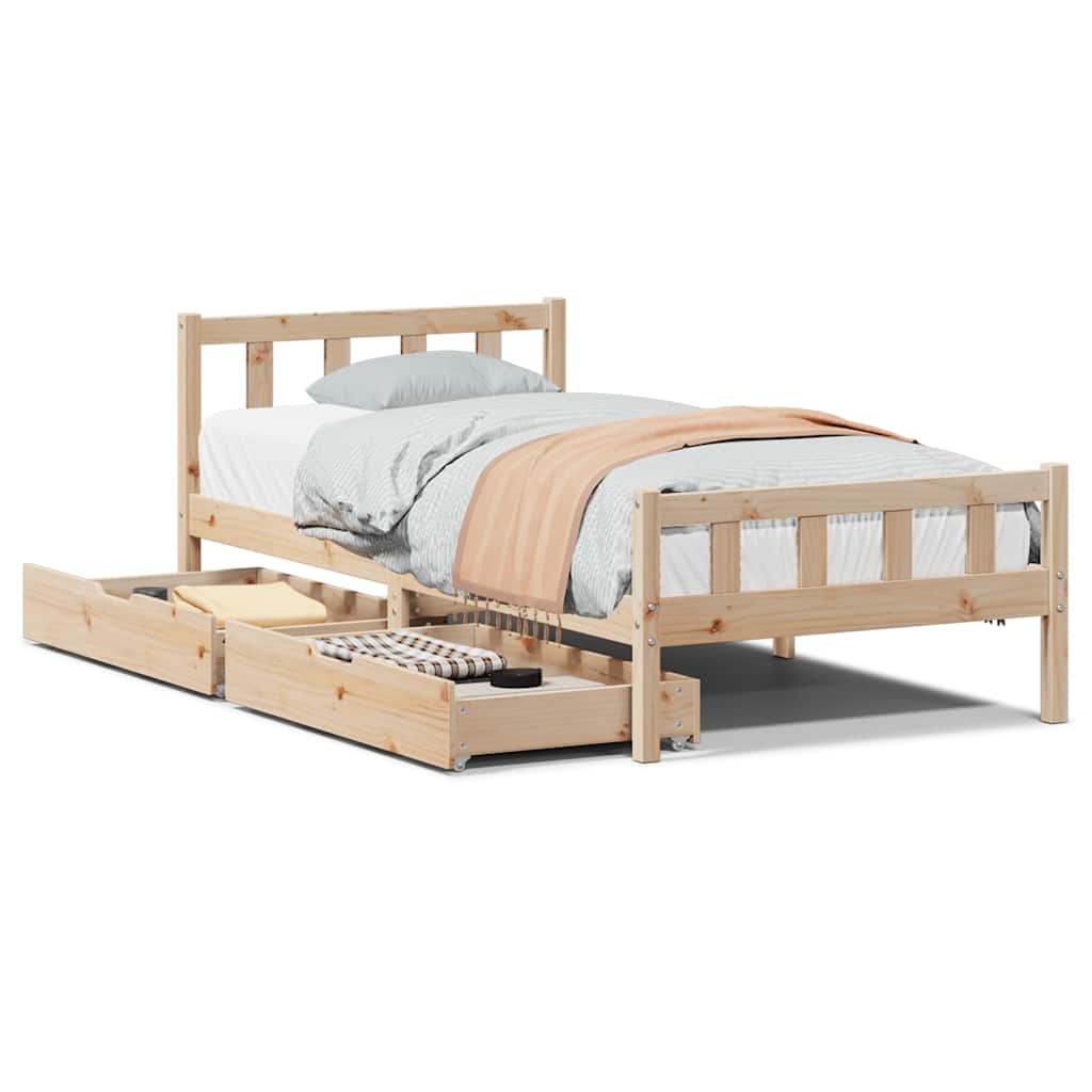 Bed Frame Without Mattress King Size Solid Wood Pine Wax Brown Natural White 205