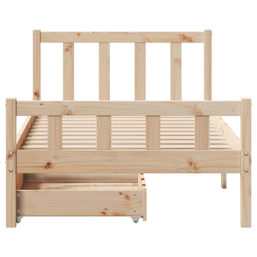 Bed Frame Without Mattress King Size Solid Wood Pine Wax Brown Natural White 205
