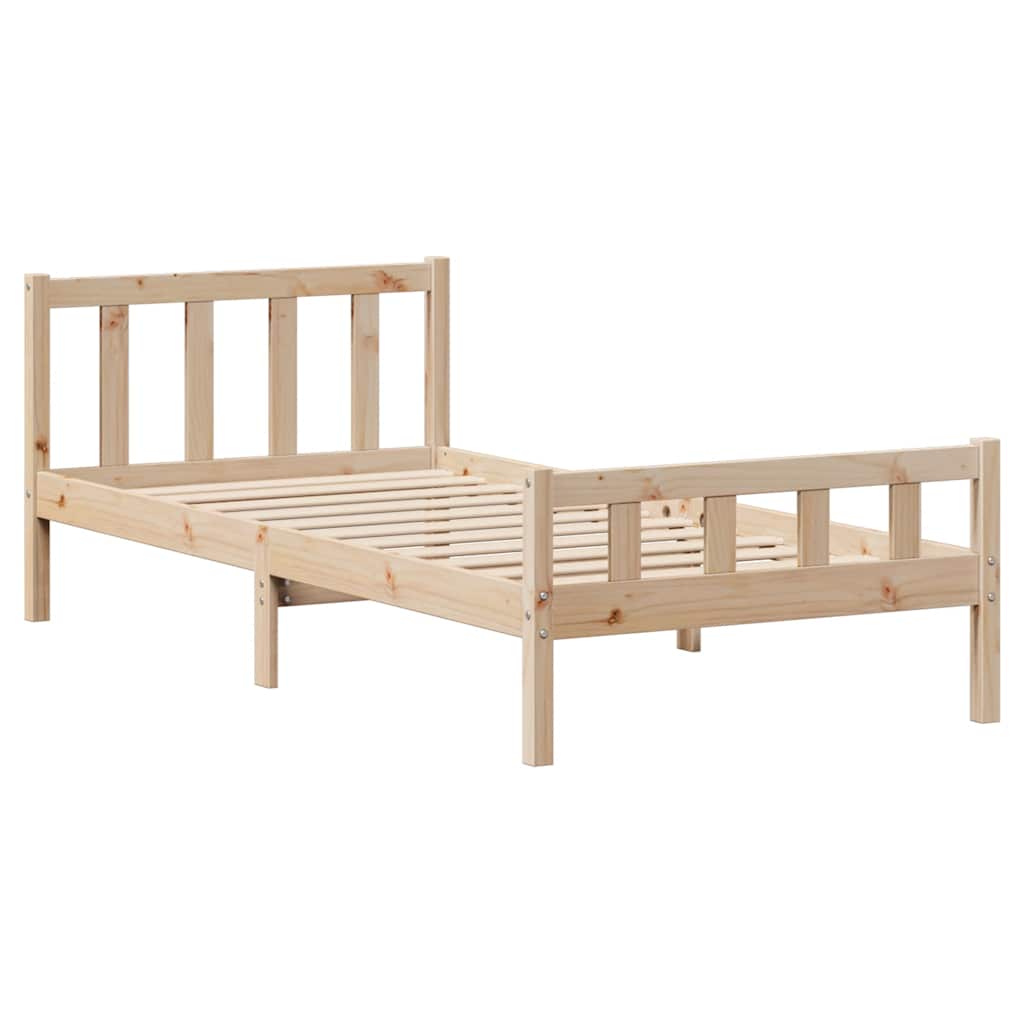 Bed Frame Without Mattress King Size Solid Wood Pine Wax Brown Natural White 205